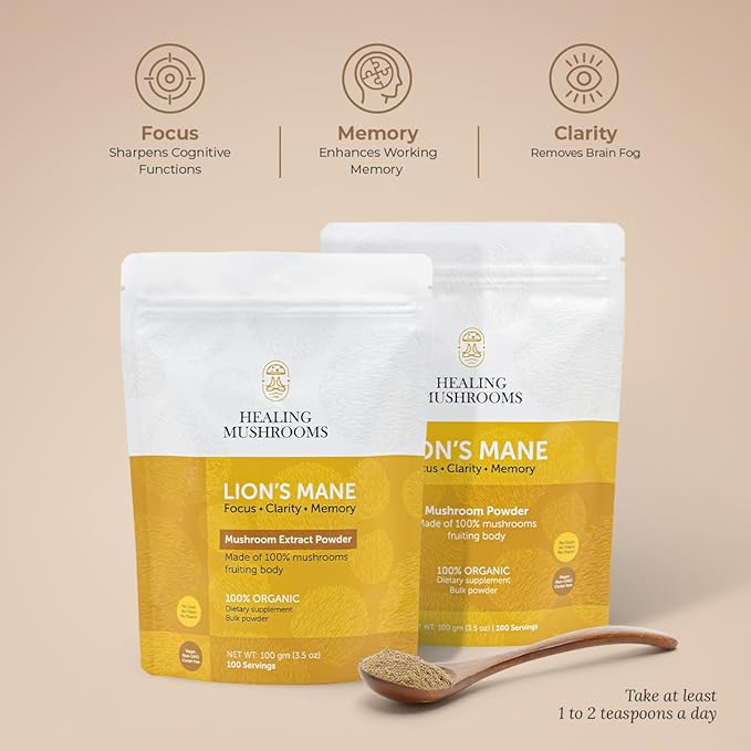 Lion’s Mane Extract Powder, Brain Superfood for Clarity, Memory & Focus - 100 g