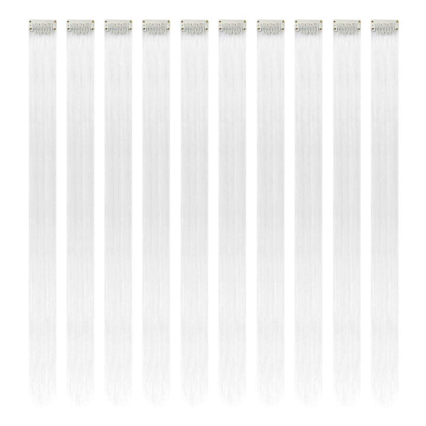 RINBOOOL White Hair Extensions Clip in, 22 Inch 10 Pcs Long Straight Colored, for Kids Girls Women Highlights Party, Synthetic