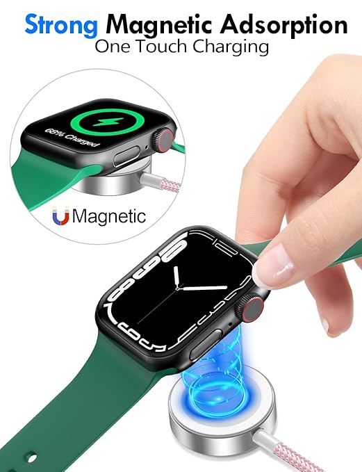 Travel Essentials for Apple Watch Charger,iPhone Charger,3 in 2 Type C/L/Magnetic Fast Charging Cable,Multi Charging Cable Portable Designed for iWatch Series,iPhone 17-11,Galaxy S26-S21,Car-4FT