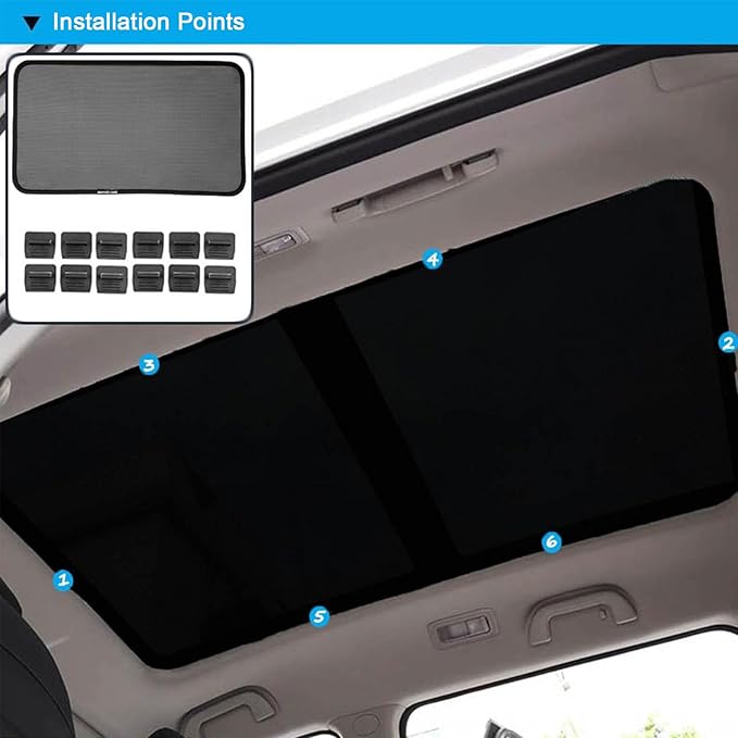 Glass Roof Sun Shade Compatible with Audi Q5 Accessories 2009-2017, Foldable One-Piece Sunshade Roof, Heat Insulation Sun UV Protection Car Sunroof Sunshade