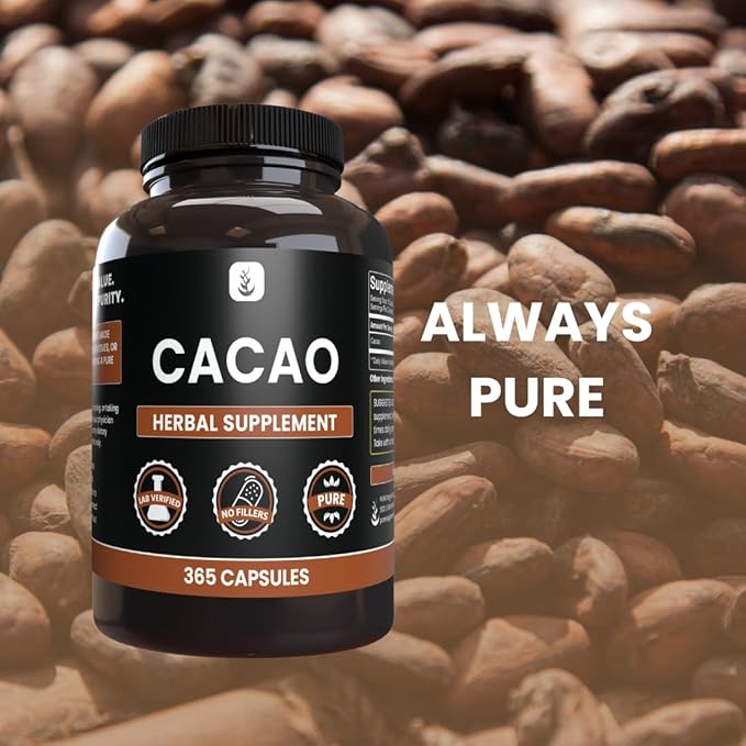 Pure Original Ingredients Cacao (365 Capsules) No Magnesium Or Rice Fillers, Always Pure, Lab Verified