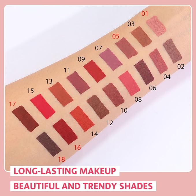 5Pcs Matte Liquid Lipstick + Lip Oil Set – Long Lasting Waterproof Velvet Lip Stains, Non-Stick Cup Matte Lip Gloss Makeup Kit with Hydrating Lip Oil for Soft, Smooth Lips Set:U-04#