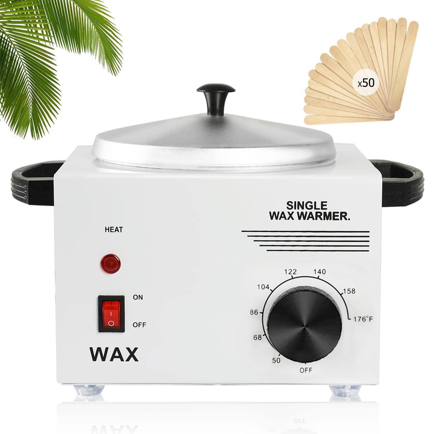 Single Wax Warmer Professional Electric Wax Heater For Hair Removal- Wax Pot With 50Pcs Wax Sticks Heat Up Quickly & Fahrenheit