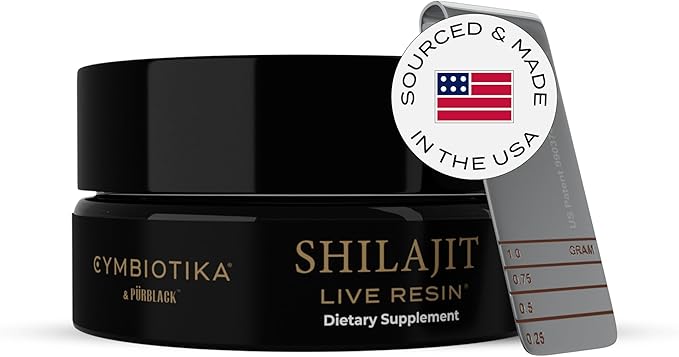 CYMBIOTIKA Pure Himalayan Shilajit Resin - High Potency Shilajit with Elemental Gold & Fulvic Acid - 84+ Trace Minerals for Energy, Focus, Immune & Digestive Support - Authentic Shilajit Resin