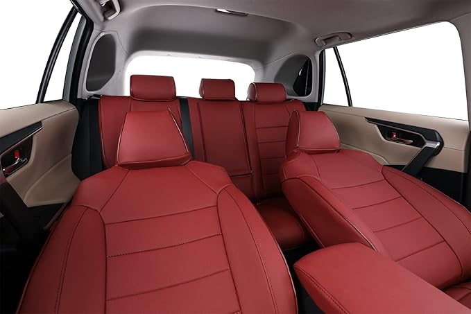 EKR Rav4 Seat Covers Custom Fit for Toyota Rav4 (Hybrid) Woodland/Limited 2026, Leather Car Seat Cover Full Set for SUV,Faux Leather(Burgundy)