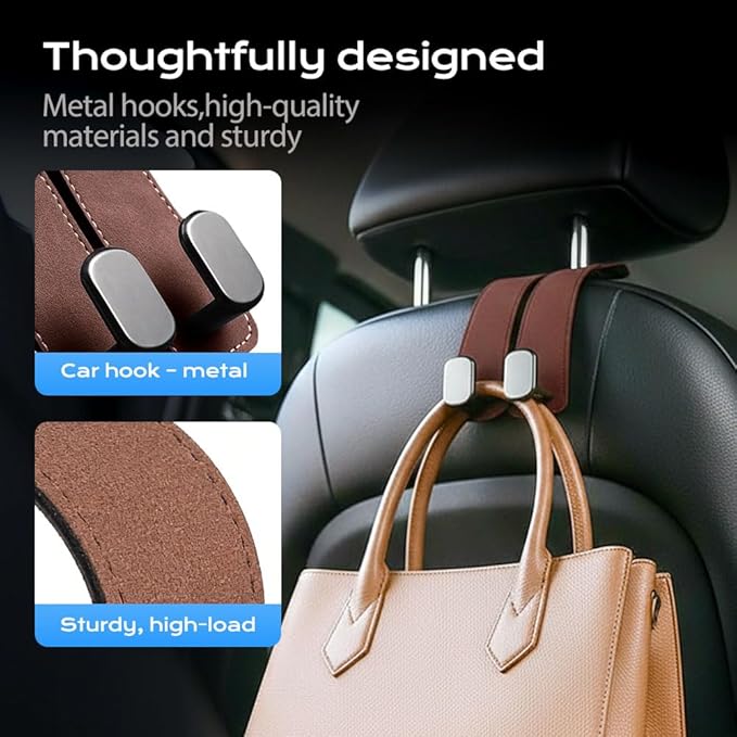 2026 Car Headrest Storage Hooks - Universal Backseat Hanger Organizer for Handbags & Grocery Bags (4, Grey)