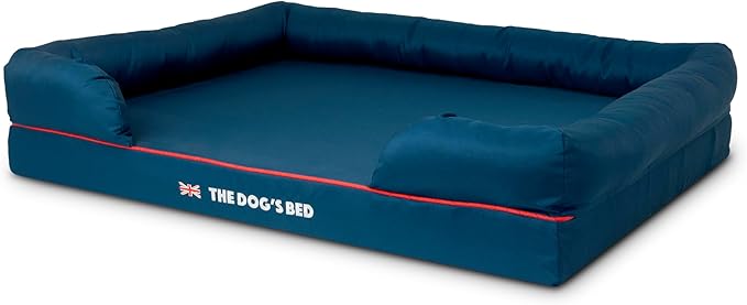 The Dog’s Bed Orthopedic Dog Bed XXL Blue Oxford with Red Trim UK Flag Dog Bed 51.5x39, Memory Foam, Pain Relief: Arthritis, Post Surgery, Lameness, Veterinary Approved, Waterproof Washable Cover