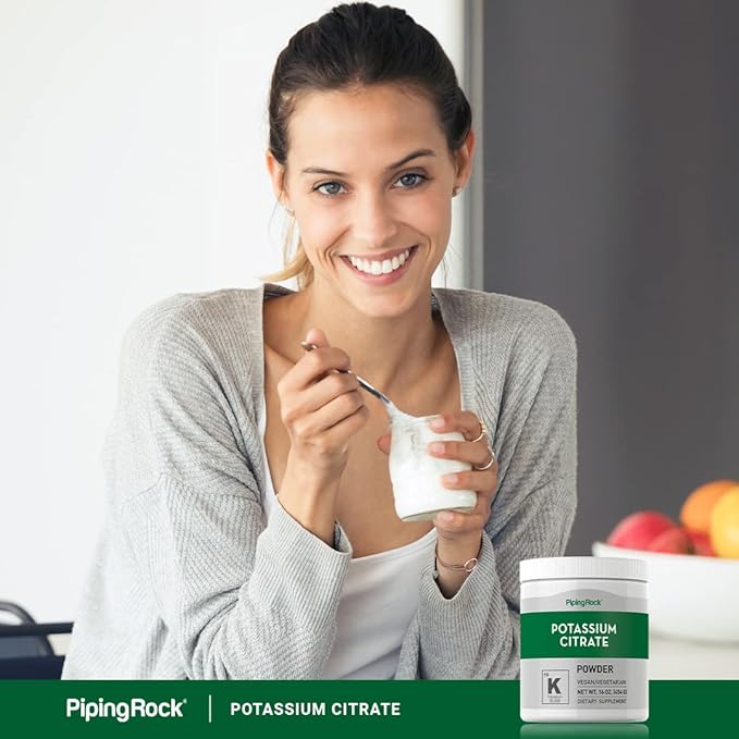 Piping Rock Potassium Citrate Powder Supplement | 1 lb | Unflavored | Vegetarian, Vegan, Non-GMO, Gluten Free
