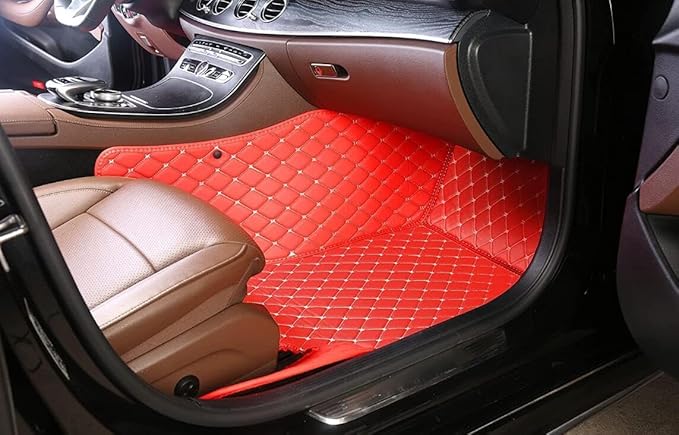 Custome Car Mats Accessories All Weather Floor mats Compatible with Automotive Floor Mats Passenger car mats (Wine red Black)