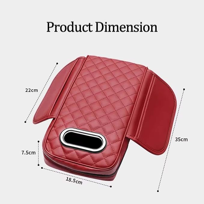 Car Center Console Armrest Pad for Lincoln, Leather Cover with Storage Pocket & Tissue Box Holder, Memory Foam Cushion for Aviator Standard SUV 2020-2025,Coffee
