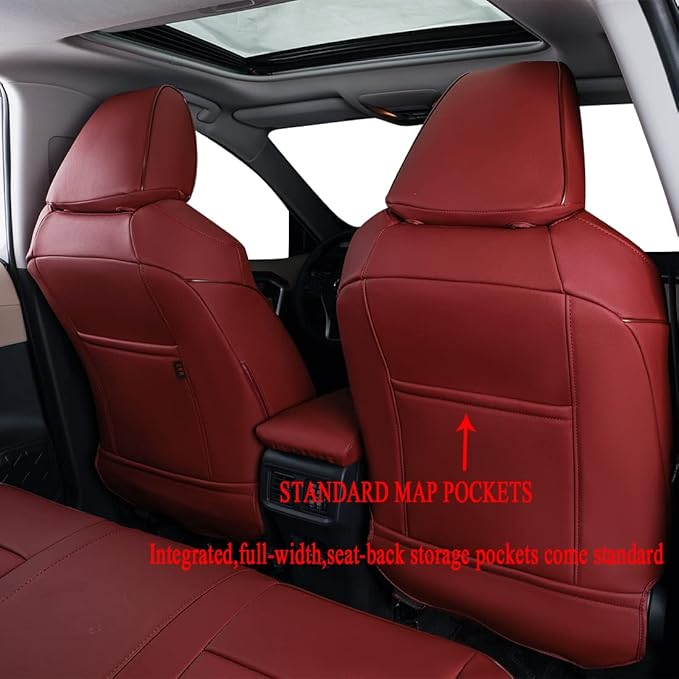 EKR Rav4 Seat Covers Custom Fit for Toyota Rav4 (Hybrid) LE/XLE Premium 2026, Leather Car Seat Cover Full Set for SUV,Faux Leather(Burgundy)