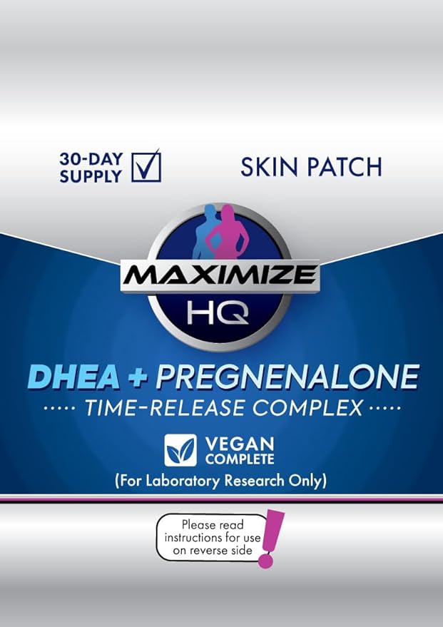 MAXIMIZE HQ DHEA + Pregnenolone Patches - for Vitality and Overall Well-Being Support - 8 Hour Time-Release - Gluten Free - Vegan