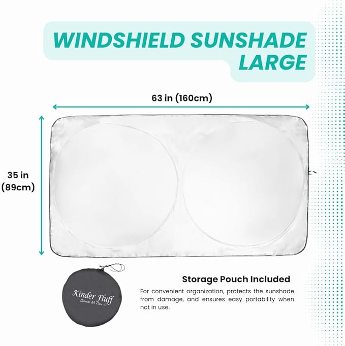 Windshield Sun Shade -Certified 99.87% UVB & 99.02% UVA Car Sun Shade. Award Winning Sunshade - Patented Technology | Compatible for Chevrolet Silverado 1500 (2007-2013) | Car Shades by Kinder Fluff