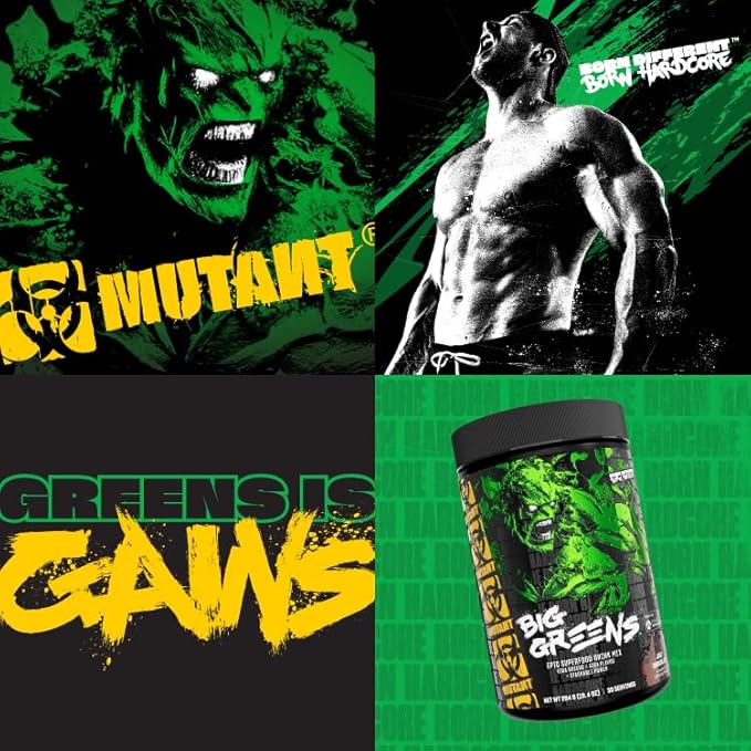 Mutant Big Greens | Green Supplement | Over 40 superfoods Land & Sea Greens – Reds, Antioxidants, phytonutrients, 1000mg spirulina – Pre & Probiotic Blend | 30 Serving – Just Chocolate