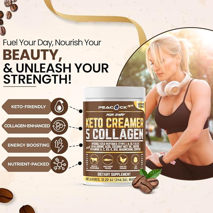 Collagen Keto Coffee Creamer Powder 146.64 oz (Pack of 12), Hydrolyzed Collagen Peptides with Coconut MCT Oil, Magnesium, Unflavored Protein Powder, Sugar Free Coffee Creamer for Smoothies