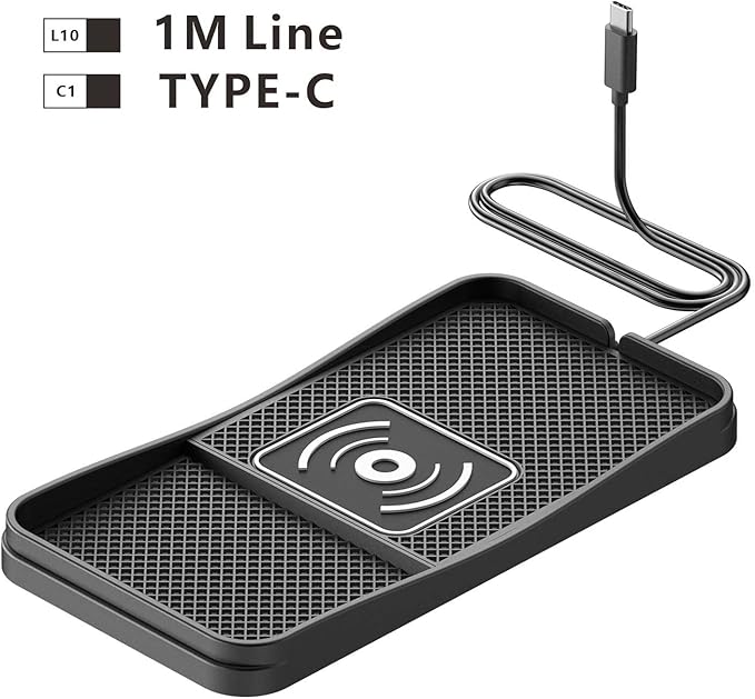 Car Wireless Charger Pad for Ford Bronco Sport 2021-2025, Fast Car Wireless Charging Pad for Car Center Console, Non Slip Charging Mat,1M-Type C
