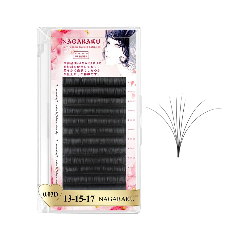 Nagaraku Easy Fan Premade Fans Eyelash Extensions 3 Layers Self Blooming Mega Volume Eyelashes Rapid Automatic Flower Soft Pre-G
