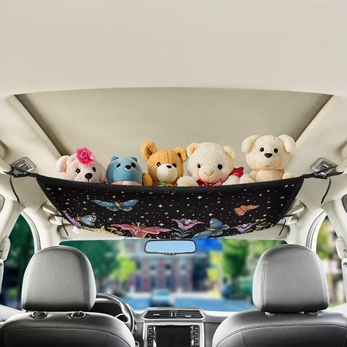 Mushroom Flower Car Roof Seat Organizer Hanging Car Storage Bag Inner Car Accessories Storage for Kids Pets' Items for Travel