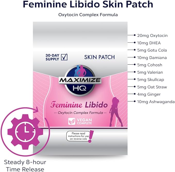 MAXIMIZE HQ Female Intimacy Patches - Oxytocin Formula Complex - Supports Love and Trust - Female Performance Enhancement Support - 8 Hour Time-Release - Gluten Free