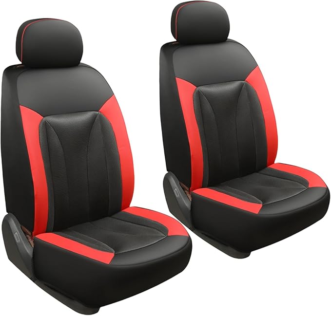 GIANT PANDA Fit Subaru Outback Forester Crosstrek Legacy Impreza Front Car Seat Cover, 3D Air Mesh Breathable Seat Protector, Red+Black（2-Pack