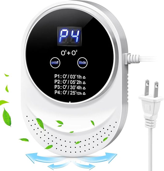 Ozone Odor Eliminator for Strong Odor 99% Cat Litter Deodorizer Dog Poof Odor Removal Home Plug in Air Purifier for Bedroom Toilet Kitchen Pets Shoe Smoke Car Formaldehyde Air Freshener White
