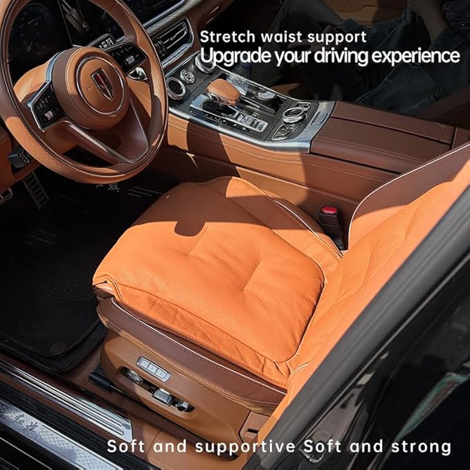 Car Car SUV's Wagon Universal Genuine Leather Seat Cushion Lumbar Back Top Layer Cow Leather Front and Back Cushion Upgrade Padded Comfort (White Smoke, Backrest)