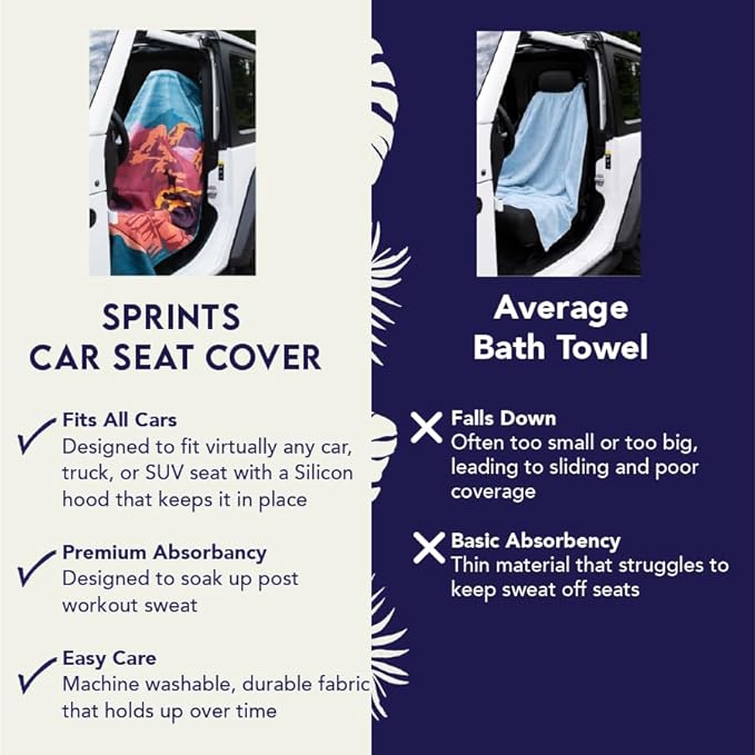 Sprints Athletic Running Towel, Full-Sized, Car Seat Cover - Performance Microfiber (Garden of Races Past)