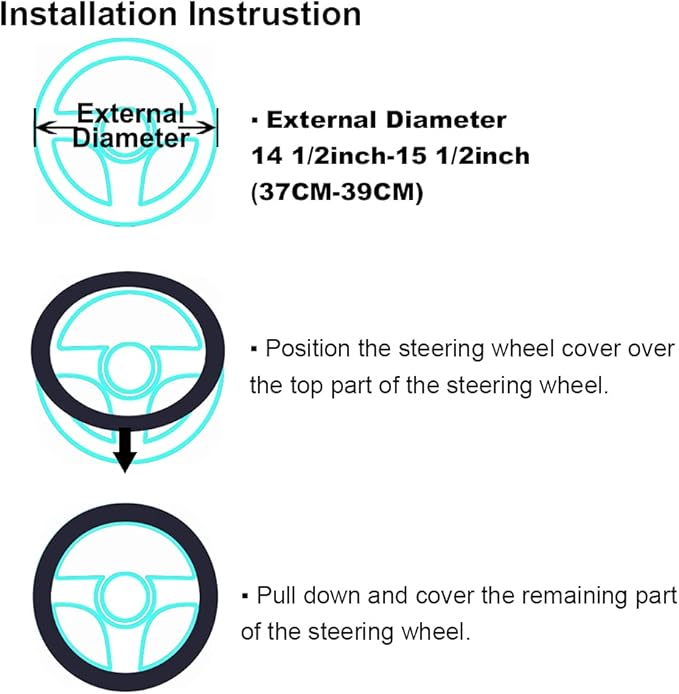 3Pcs Set Fashion Fluffy Fuzzy Wool Fur Soft Car Steering Wheel Cover with Handbrake Cover & Gear Shift Cover for Women/Girls/Ladies Auto Long Wool Accessories, White Black Tip