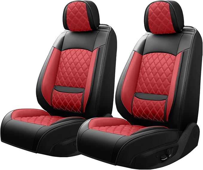 Fit for Santa Cruz Seat Covers Compatible with Hyundai Santa Cruz 2022-2026 - Waterproof Breathable Leather Automotive Seat Cushions Protector,Airbag Compatible,Only 2 Front seat Covers(Red)