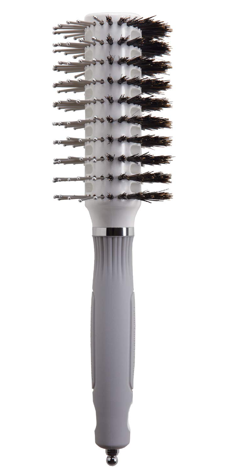 Olivia Garden Turbo Vent Oval Twin & 100% Boar Hair Brush Ciovl-Twinmd (Twin Medium)