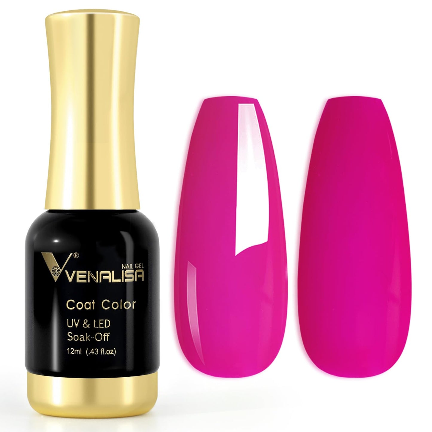 Venalisa Hot Pink Gel Nail Polish, 12Ml Sheer Pink Purple Gel Polish Neon Dark Pink Color Soak Off Uv Led Nail Gel Polish Nail A