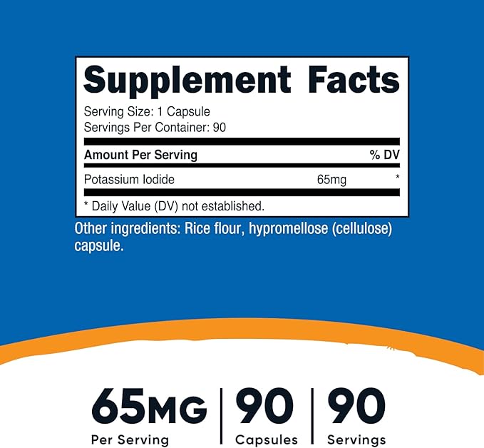 Nutricost Potassium Iodide (KI), 90 Capsules, 65mg Potassium Iodide Per Serving, Vegetarian, Non-GMO & Gluten Free