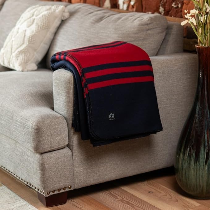 Arcturus Rainier Wool Blanket - Warm, Heavy, Washable, Bed Blanket | Great for Home & Camping (Lava Canyon, King)