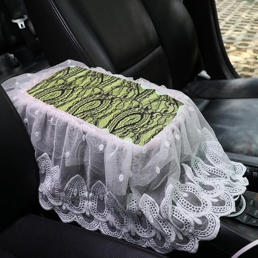 Universal Car Center Console Cushion Pad,Tassel Lace Car Center Console Cover Auto Armrest Seat Box Cover Protector for Most Vehicle SUV Truck Car (6)