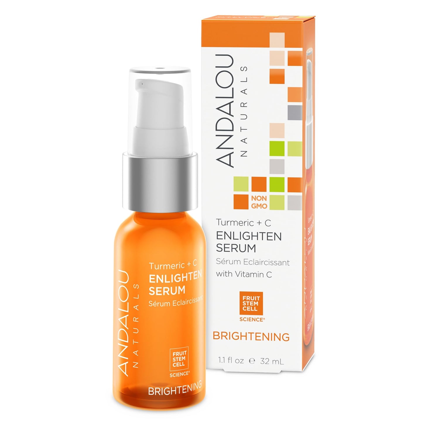 Andalou Naturals Turmeric + C Enlighten Serum, Skin Brightening Serum With Vitamin C & Turmeric, Anti Aging Skin Care, Diminish