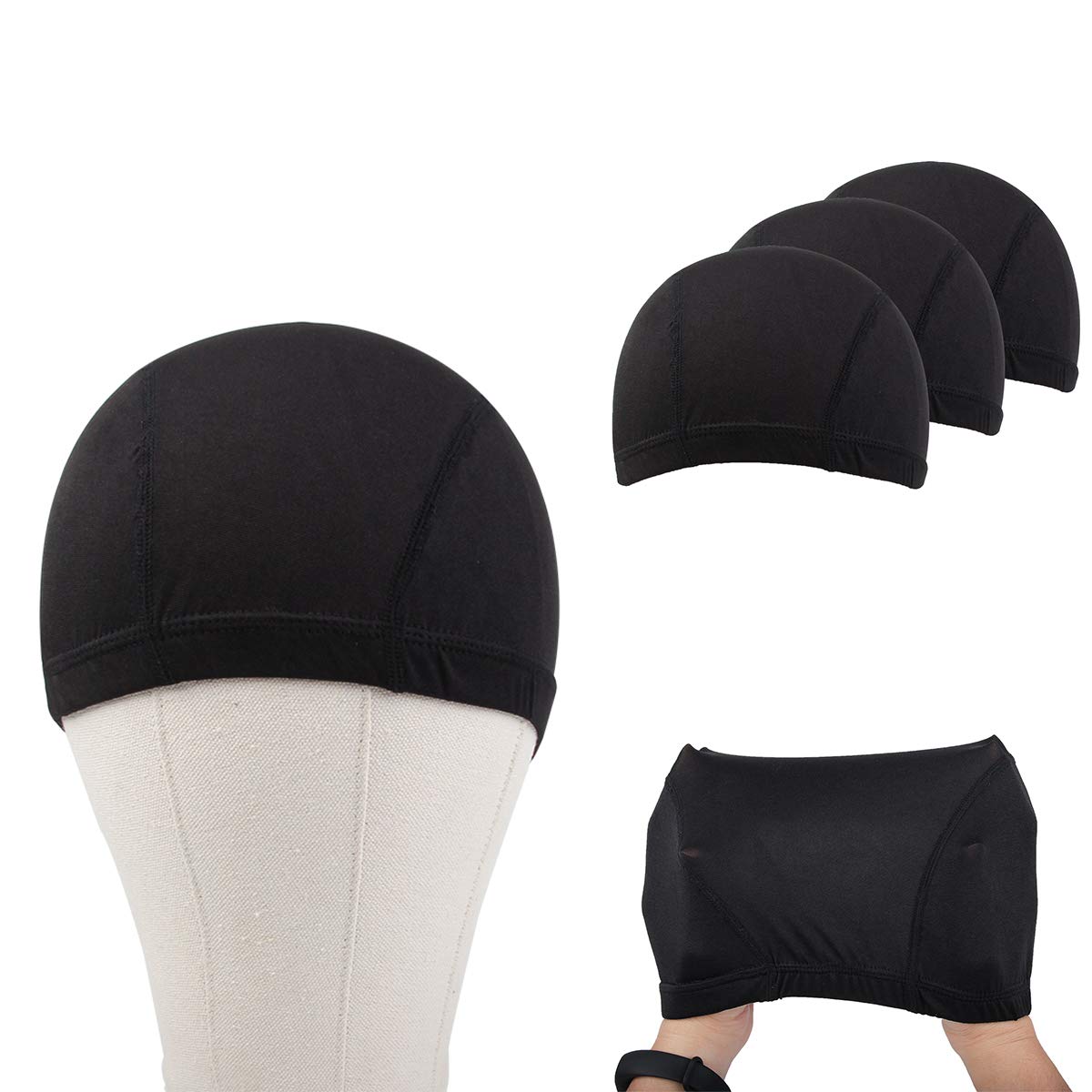 Zqian Beauty Dome Caps For Wigs 6 Pcs Stretch Black Dome Caps For Women Men Large Mesh Dome Caps For Wigs Dome Cap (6 Pcs, Black