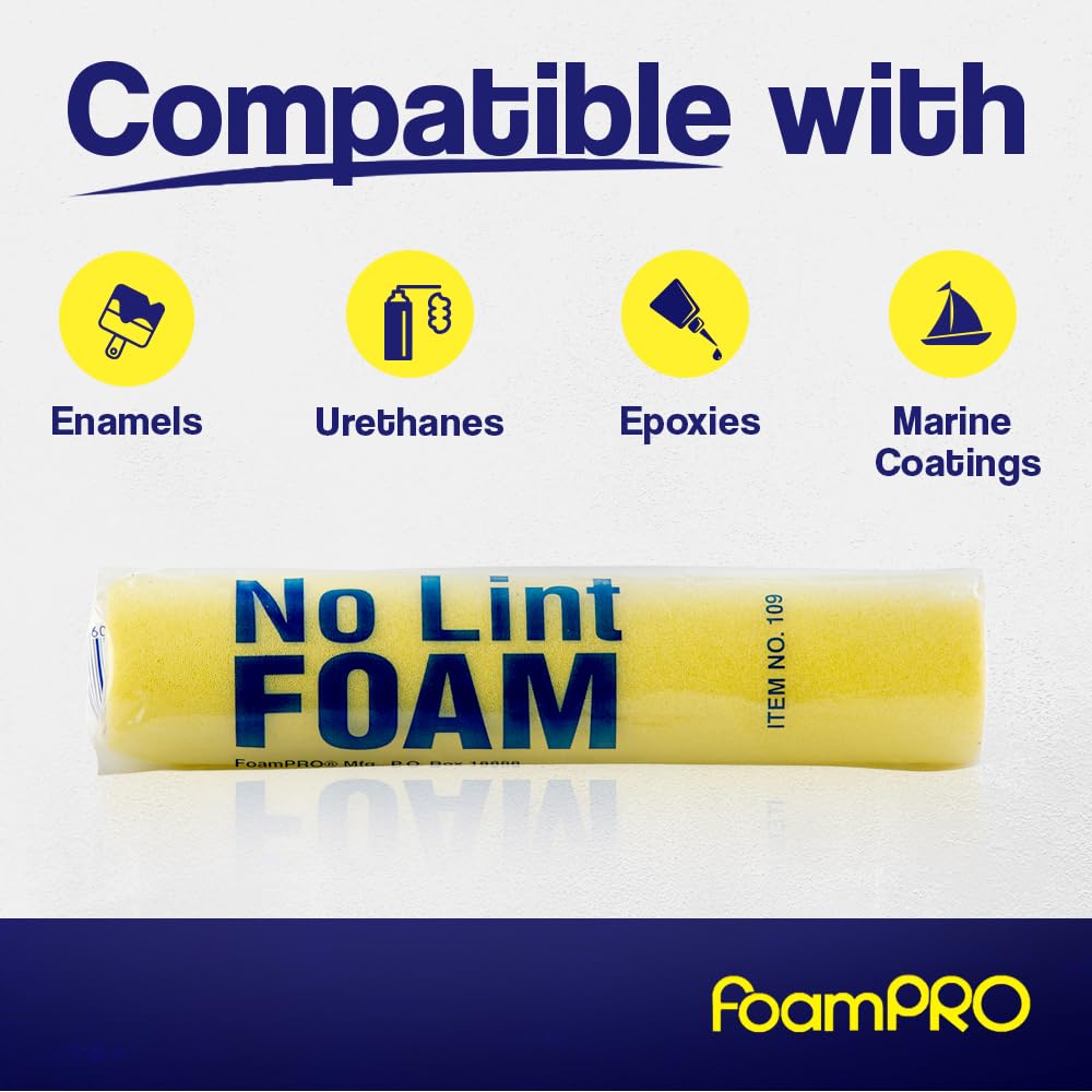 FoamPRO 209 Foam Paint Roller - 9" x 3/16" Foam Paint Roller for Many Unique Applications - Durable, Reliable, & Lint-Free Finish