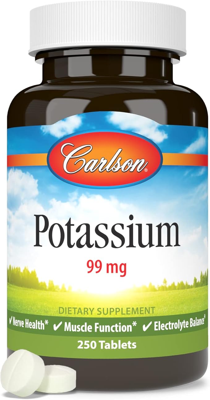 Carlson - Potassium, 99 mg, Promotes Nerve Health & Muscle Function, 250 Tablets
