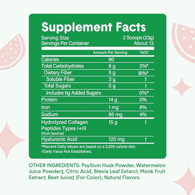 Bellway Super Fiber Powder + Fruit, Raspberry Lemon Super Fiber Powder + Collagen, Watermelon