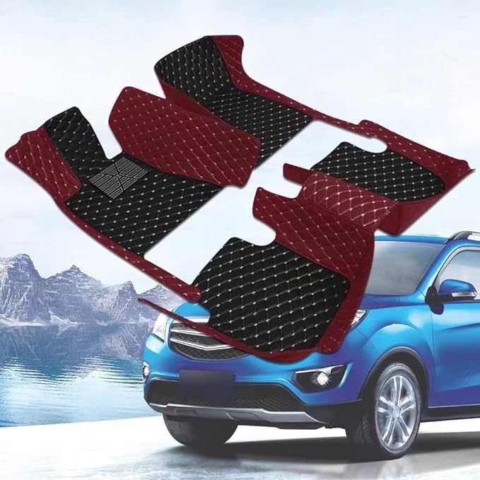 Custom Car Floor Mats for 96% Sedan SUV Sports Car Protection Full Coverage Pads Anti-Slip Leather Floor Lining All Weather Car Floor Mats (red)