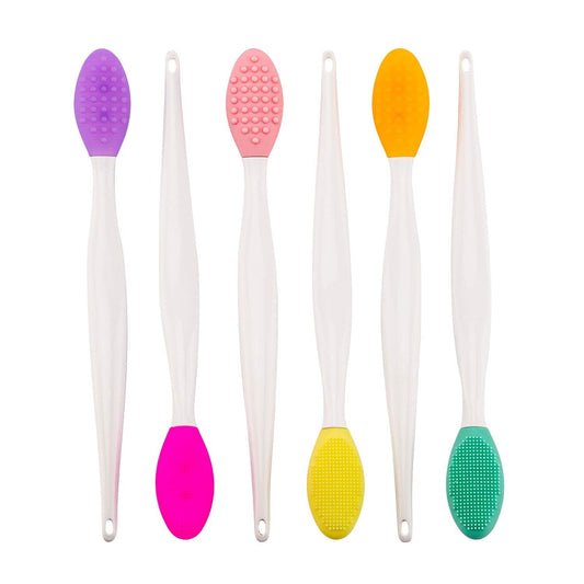 Luter 6 Pcs Silicone Exfoliating Lip Brush Double-Sided Soft Cleaning Beauty Tool For Smoother Skin And Lip Assorted Colors
