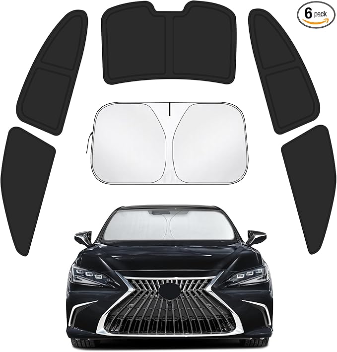 Car Window Shades Intended for Lexus ES 2018-2025, Privacy Window Covers 6PCS for Side, Rear & Windshield, Car Shield Sunshade for Privacy Protection, Heat Blocking, Camping and Parking
