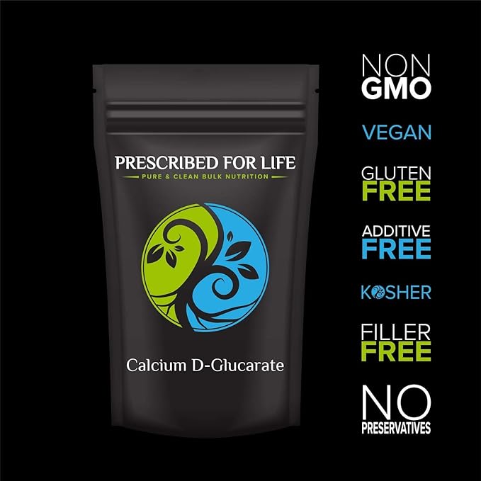 Prescribed for Life Calcium D Glucarate Powder, Pure CDG Fine Powder, USP Grade, Vegan, Gluten Free, Non GMO (4oz / 113g)