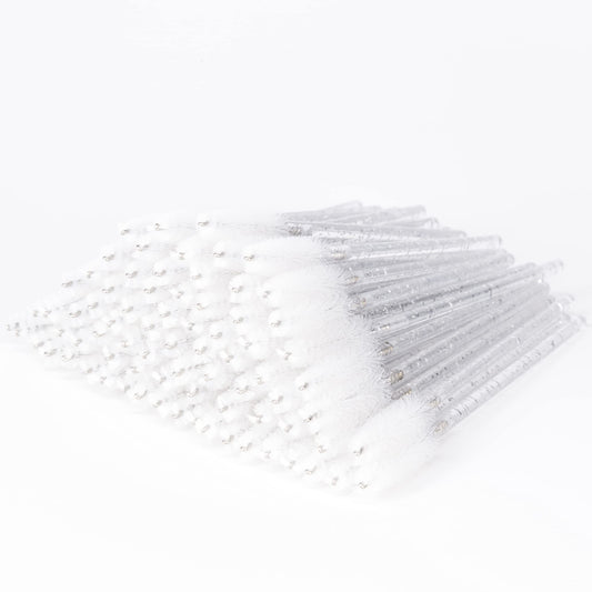I-Laesh Crystal Mascara Wands Disposable, Eyebrow / Eyelash Brushes For Eyelash Extensions, Lashes Makeup Tool 100 Pcs(White)