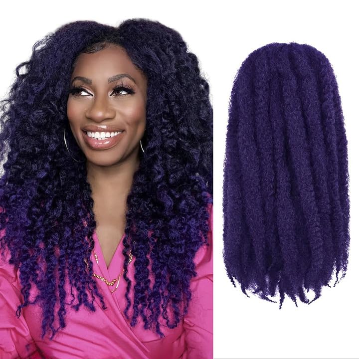 Toyotress Marley Hair Crochet Braids - 16 Inch 6 Packs T-Purple, Afro Kinky Curly Marley Twist Braids Synthetic Twist Crochet Br