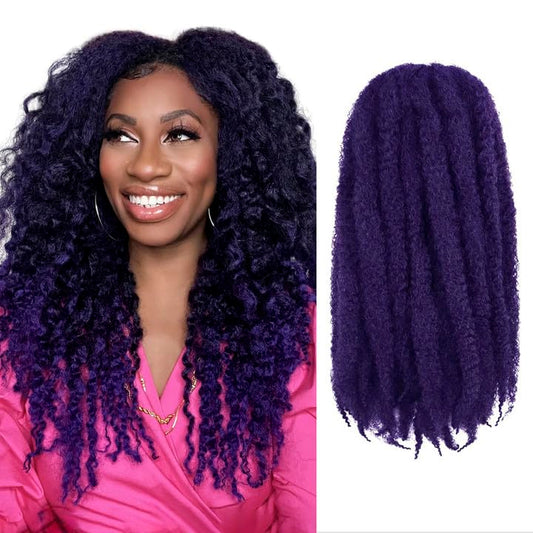 Toyotress Marley Hair Crochet Braids - 16 Inch 6 Packs T-Purple, Afro Kinky Curly Marley Twist Braids Synthetic Twist Crochet Br