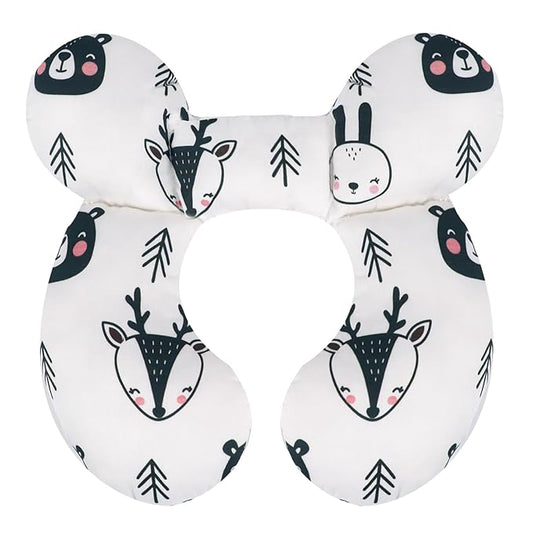 KAKIBLIN Baby Travel Pillow,Upgraded Baby Neck Pillows for Car Seat,Baby Support Pillow,Infant Neck Pillow for Toddler Head and Neck,Newborn Head Support for Car Seat,Pushchair (Black Bear)