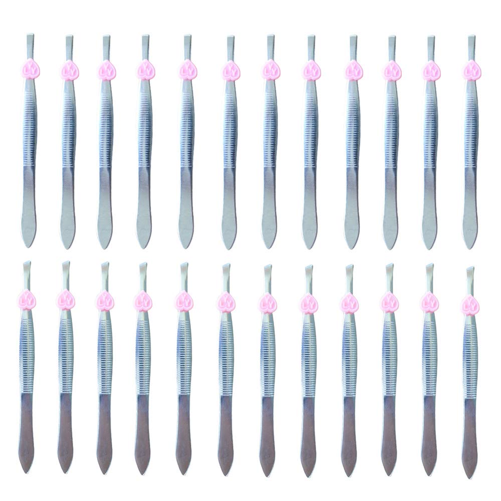 Pack Of 24 Oblique Eyebrow Tweezers And Flat Stainless Steel Tweezers Precision Clipper For Eyebrow Shaping And Facial Hair Remo