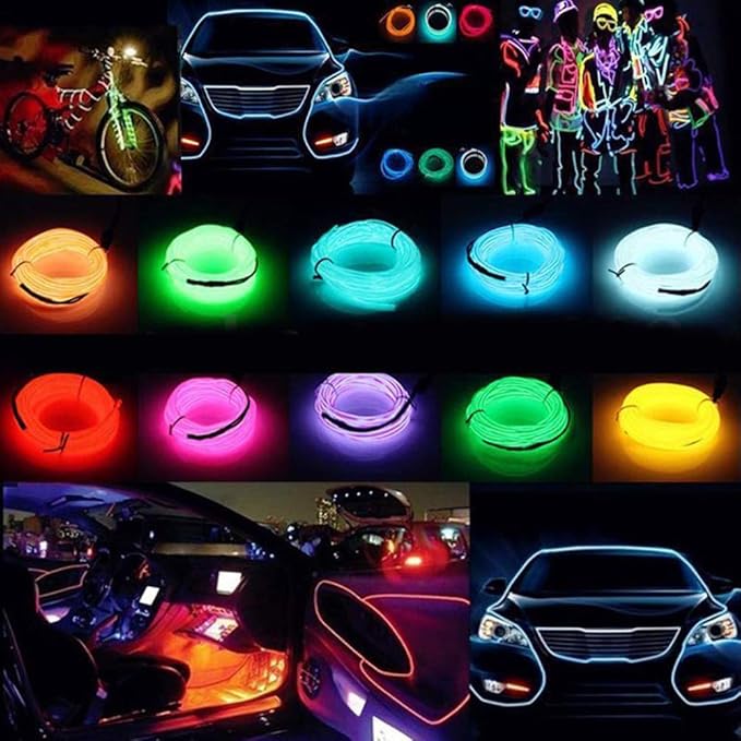 ABALDI USB Neon Light Tube 2M/6FT El Wire Led Flexible Light Strip for Cars DC 5V Glowing Strobing Electroluminescent Light Glowing Neon Lights (Purple)