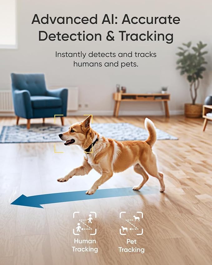 eufy Indoor Cam E30, Latest Generation, 4K UHD Security Camera, Pet/Dog/Baby Camera with Phone app, Color Night Vision, Human/Pet Auto Tracking, 360 Pan-Tilt, Works with Homekit